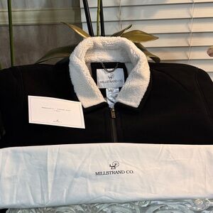 Millstrand Co. Black Lamb Skin Jacket with White Collar